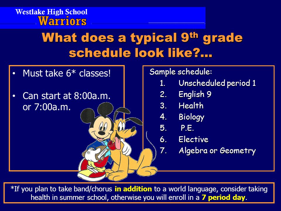 What does a typical 9 th grade schedule look like ...