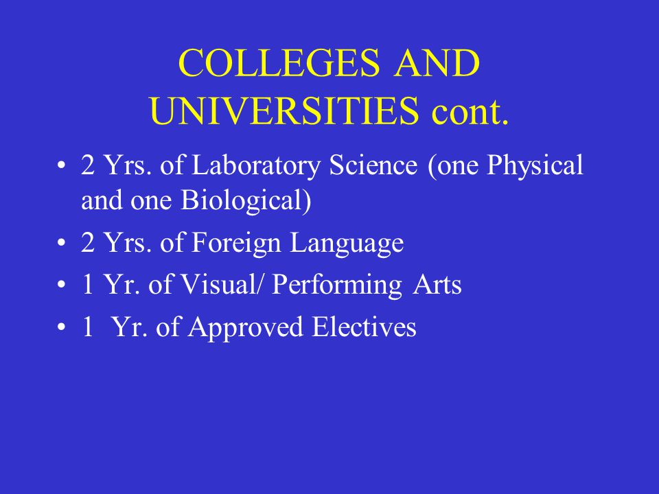 COLLEGES AND UNIVERSITIES cont. 2 Yrs.