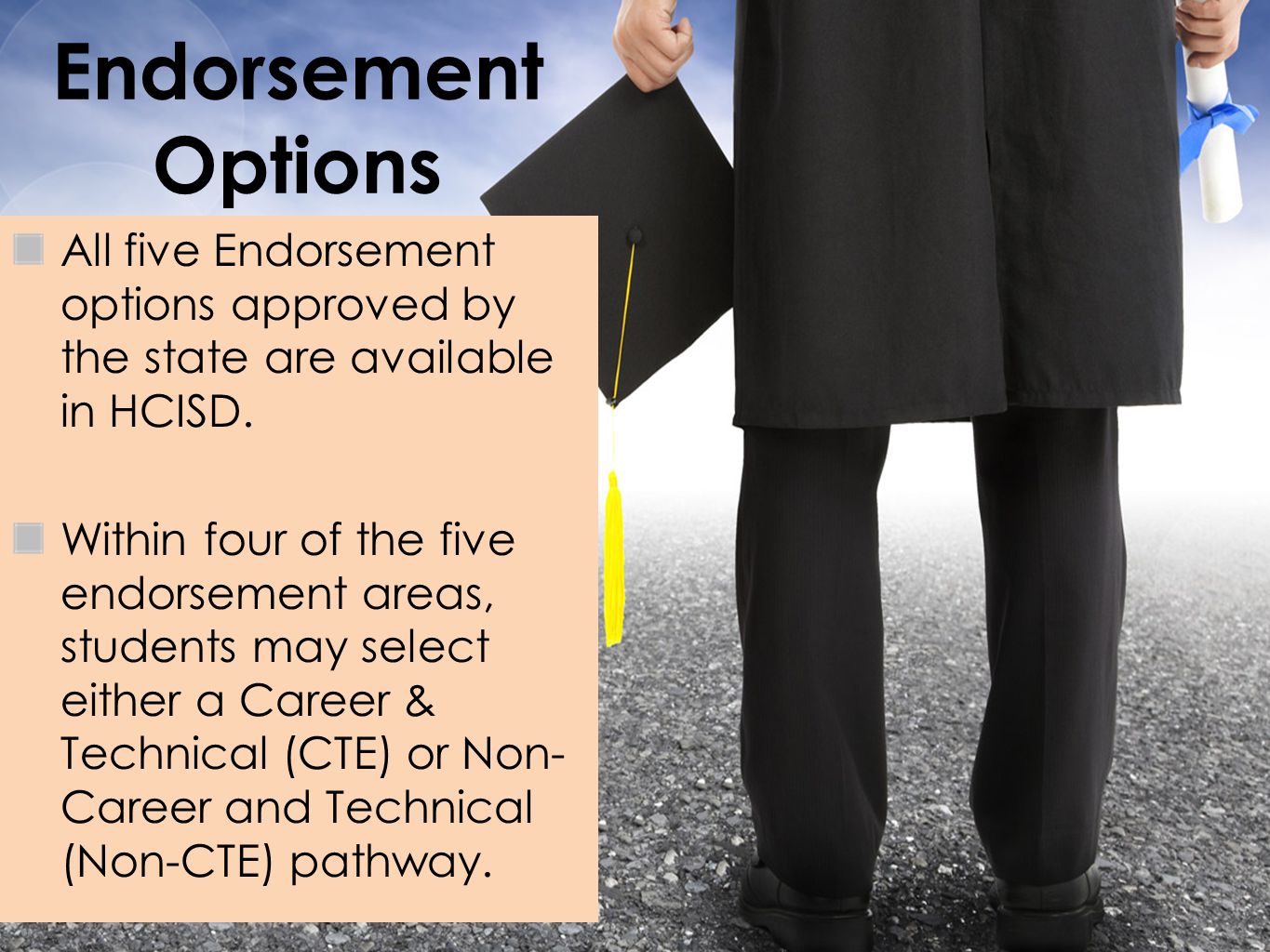 Endorsement Options All five Endorsement options approved by the state are available in HCISD.