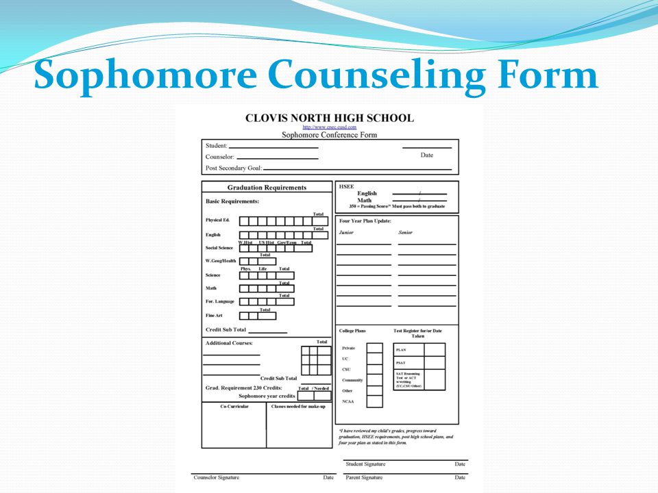 Sophomore Counseling Form