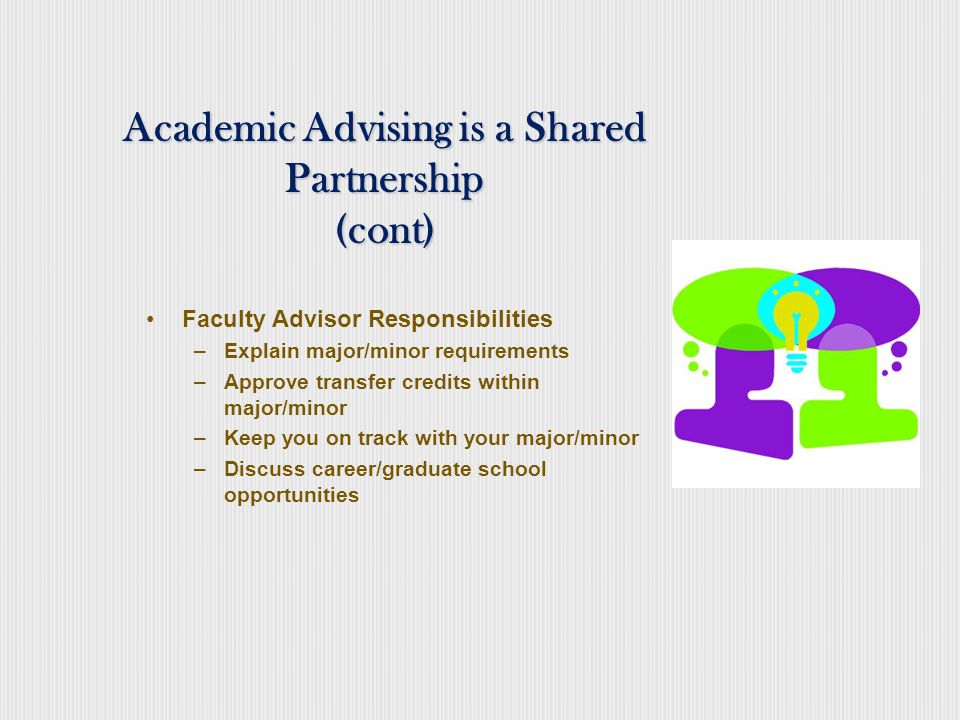 Academic Advising is a Shared Partnership Students, faculty, and staff are all participants in the teaching and learning mission of the college.