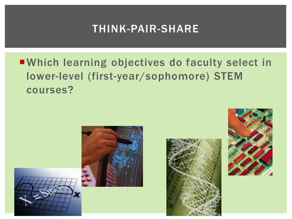  Which learning objectives do faculty select in lower-level (first-year/sophomore) STEM courses.