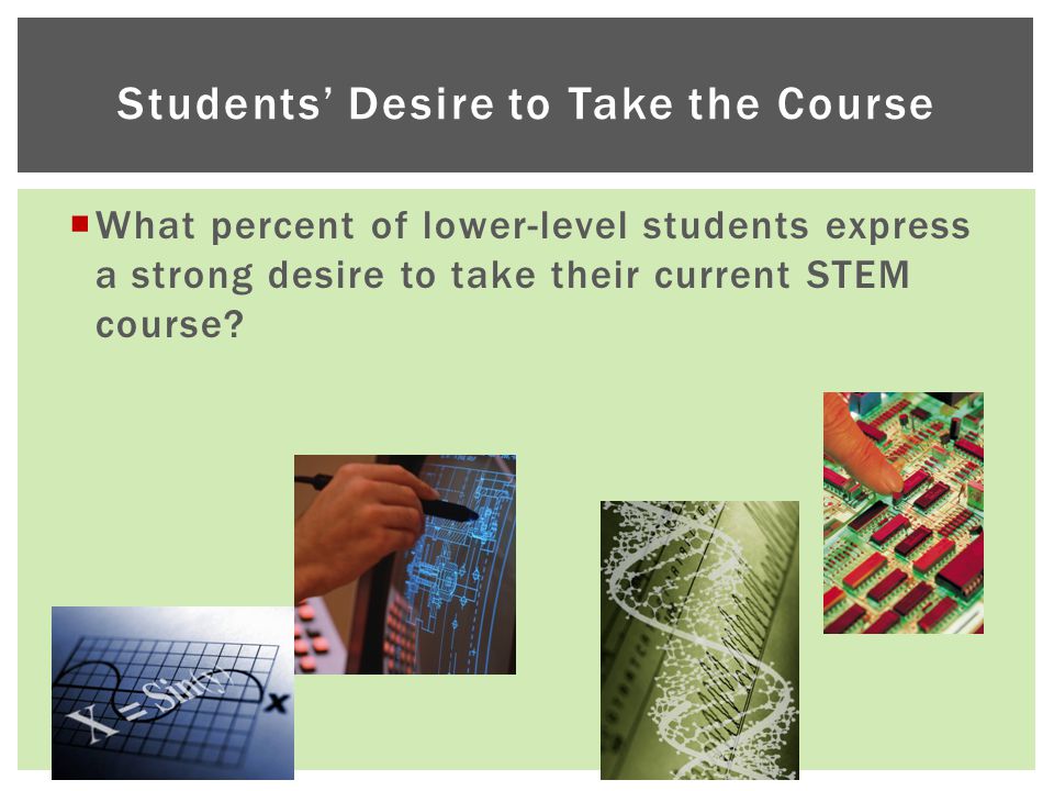  What percent of lower-level students express a strong desire to take their current STEM course.