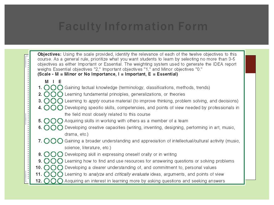 Faculty Information Form