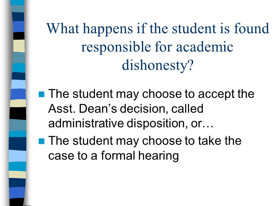 What happens if the student is found responsible for academic dishonesty.