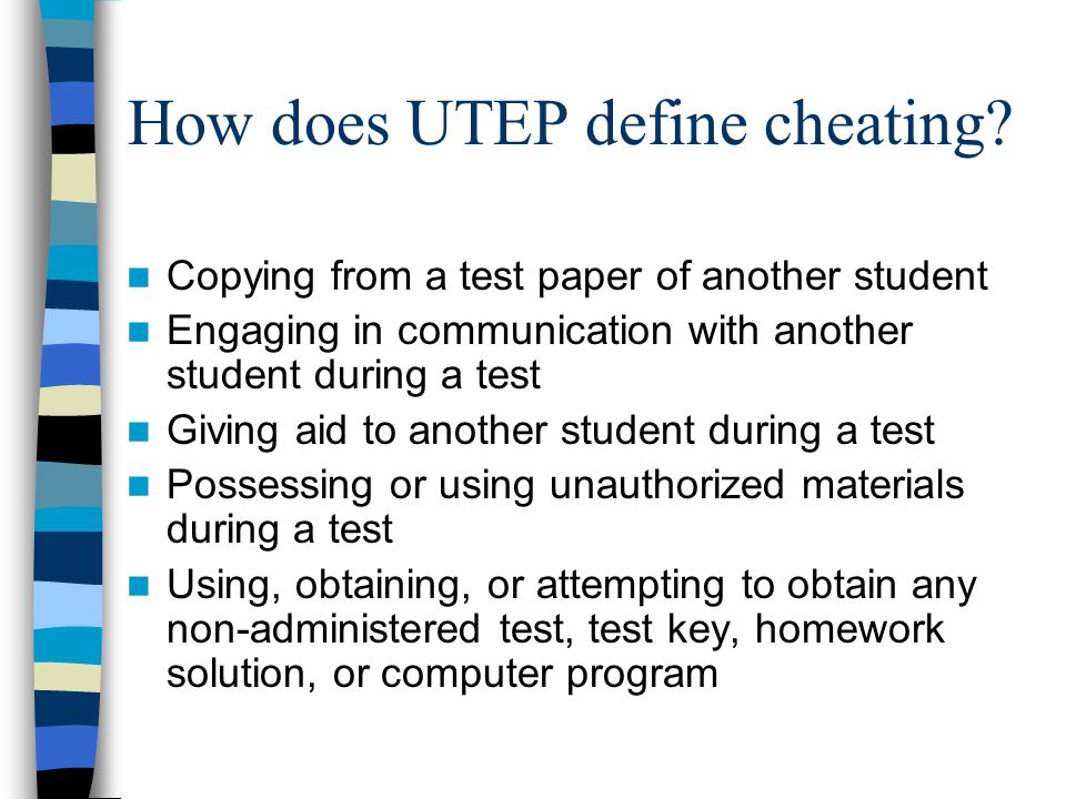 How does UTEP define cheating.