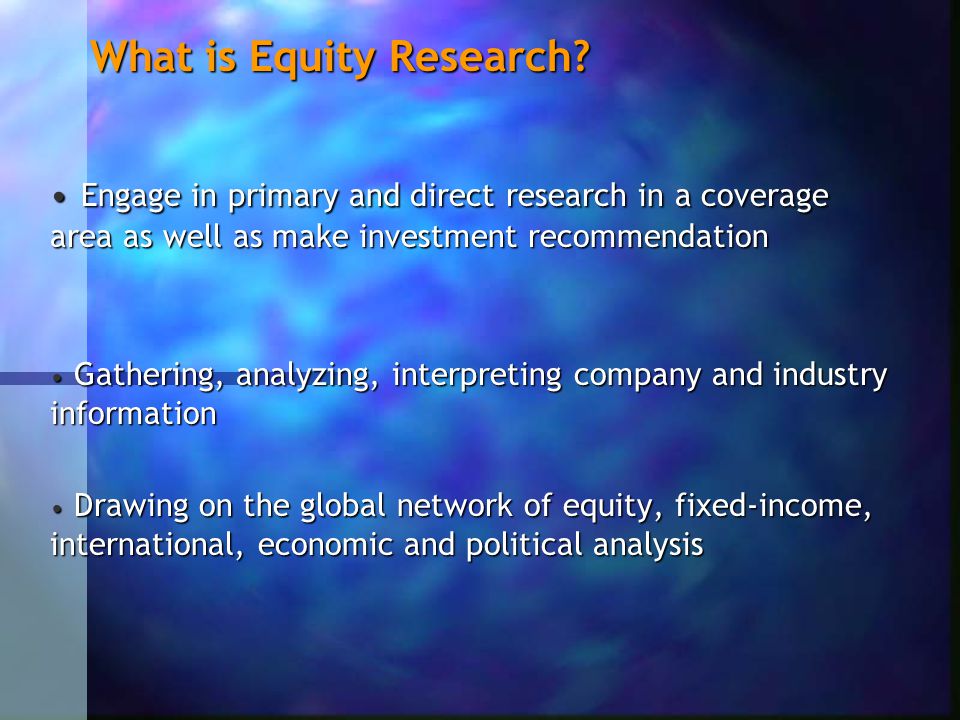 What is Equity Research.