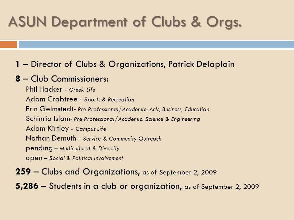 ASUN Department of Clubs & Orgs.