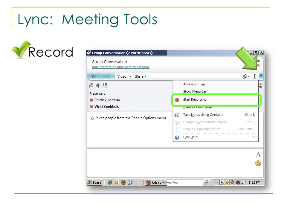 Lync: Meeting Tools Record