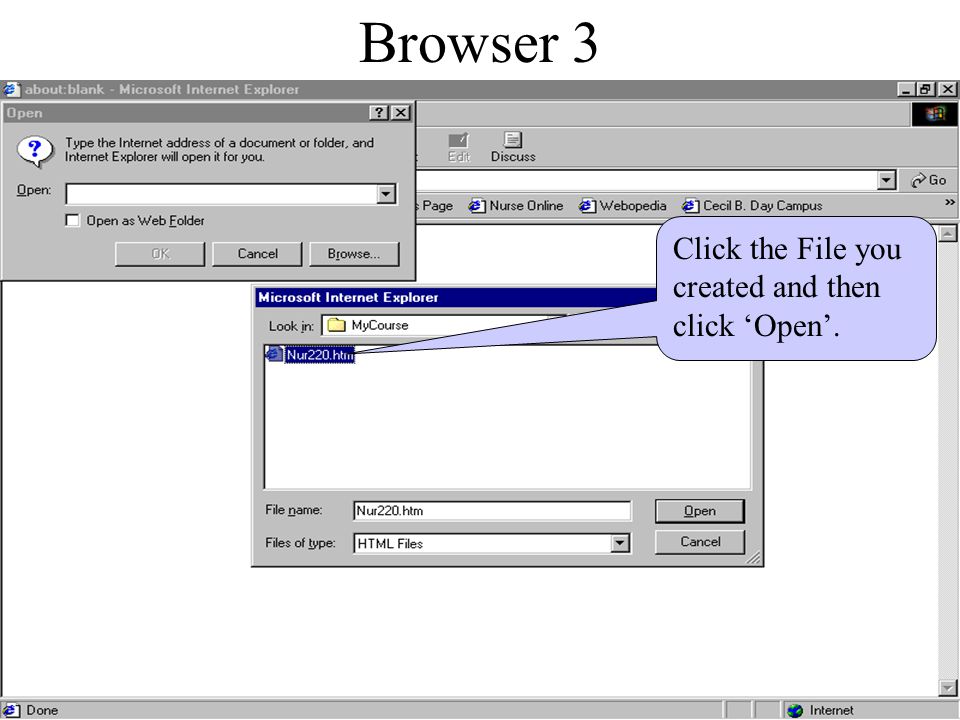 Browser 2 Click the ‘Browse’ button. Click here and go to the folder you created.