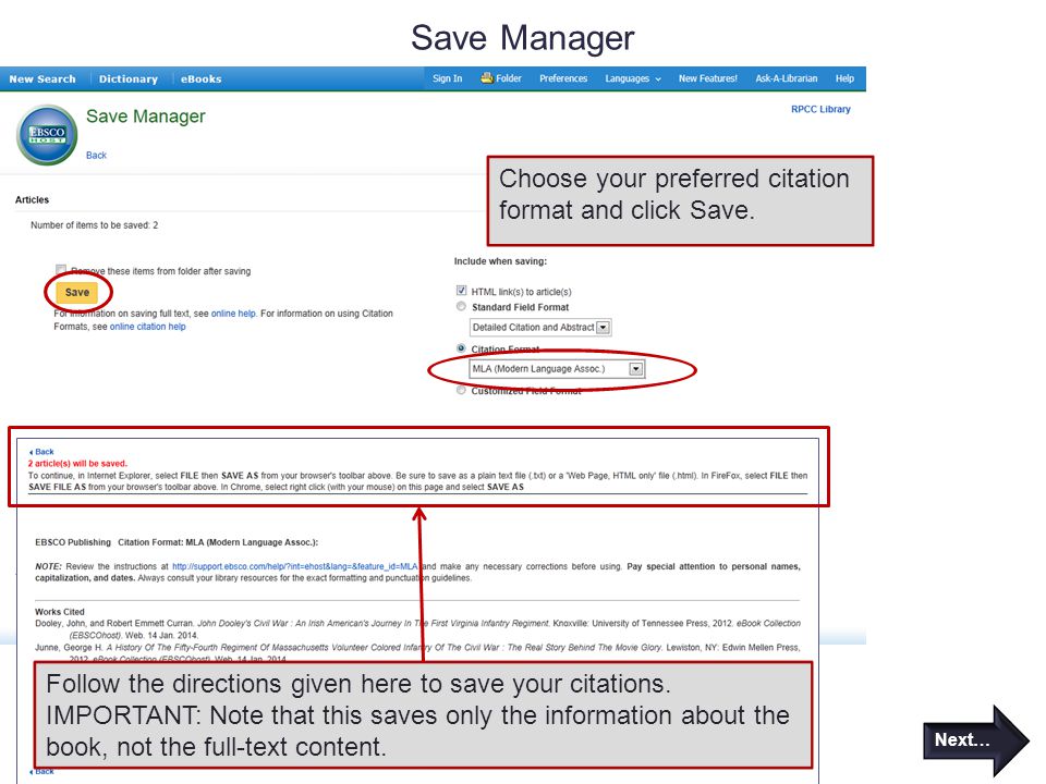 Save Manager Choose your preferred citation format and click Save.