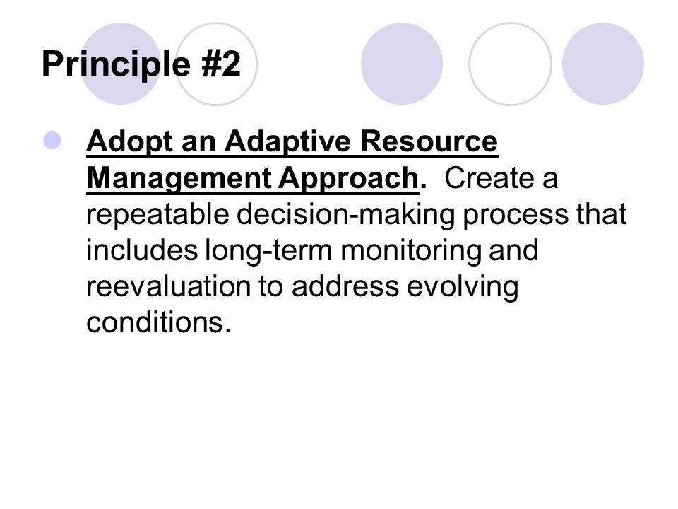 Principle #2 Adopt an Adaptive Resource Management Approach.