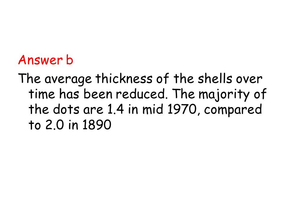 Answer b The average thickness of the shells over time has been reduced.