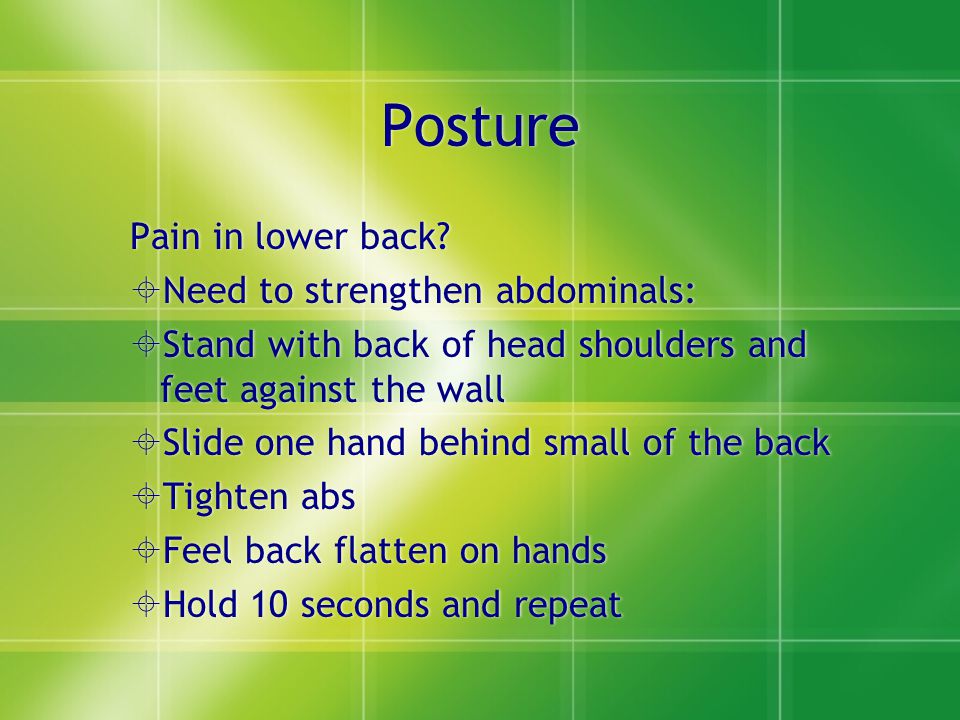 Posture Pain in lower back.