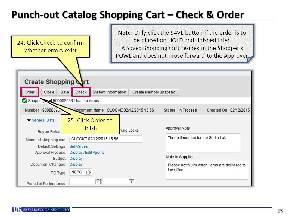 Punch-out Catalog Shopping Cart – Check & Order 25.