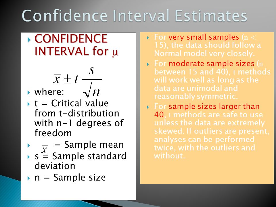t distributions t confidence intervals for a population mean suppose a simple random sample of size n is drawn from a large population with mean
