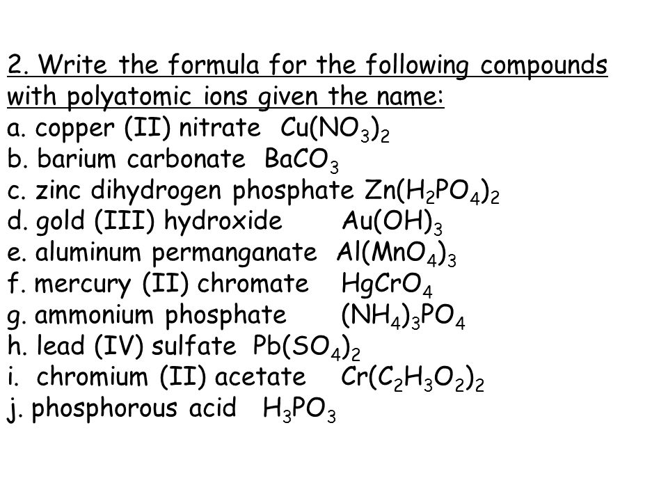 Worksheets Writing Formulas For Ionic Compounds Worksheet With Answers worksheet 2 answers 1 write the formula for following binary compounds with polyatomic ions given name