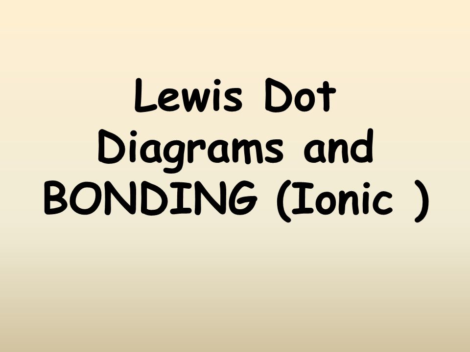 Lewis Dot Diagrams and BONDING (Ionic )