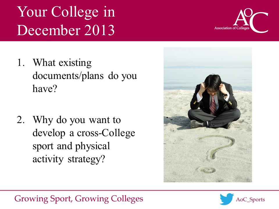 Your College in December What existing documents/plans do you have.