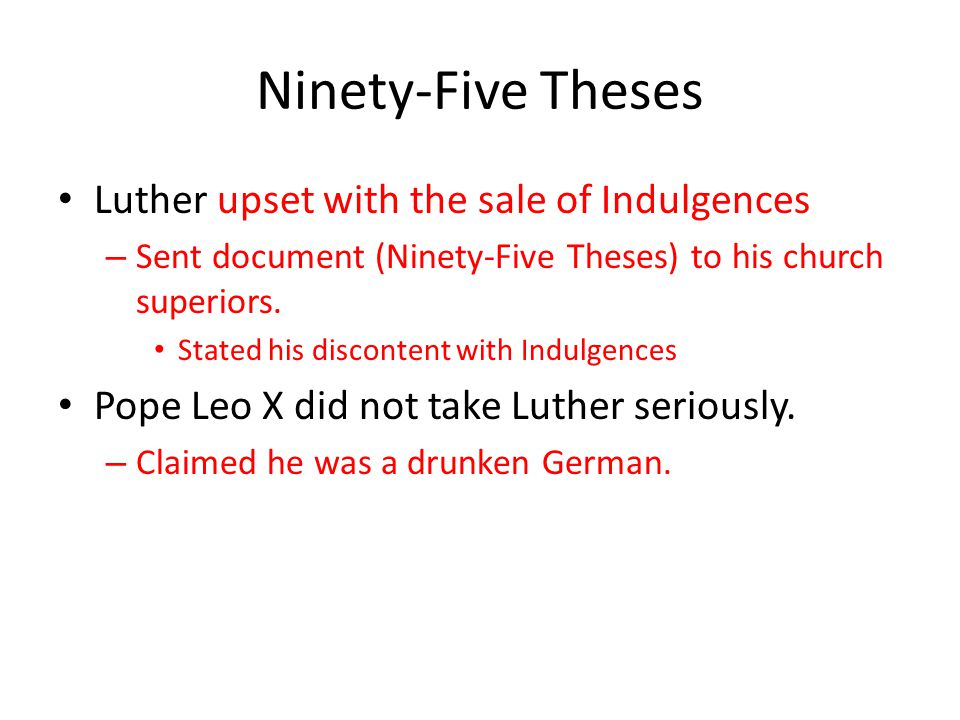luther ninety five thesis Ninety-five theses definition, the theses of luther against the sale of indulgences in the roman catholic church, posted by him on the door of a church in wittenberg, october 31, 1517. luther ninety five thesis Ninety-five theses definition, the theses of luther against the sale of indulgences in the roman catholic church, posted by him on the door of a church in wittenberg, october 31, 1517.