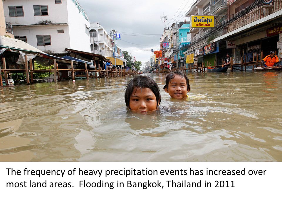 The frequency of heavy precipitation events has increased over most land areas.