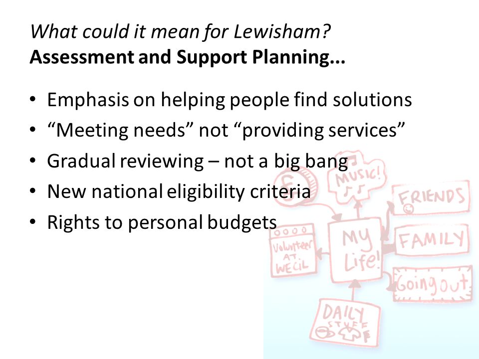 What could it mean for Lewisham. Assessment and Support Planning...