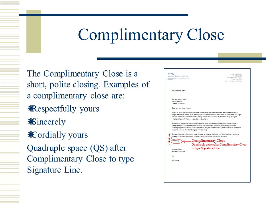 Complimentary close for cover letter