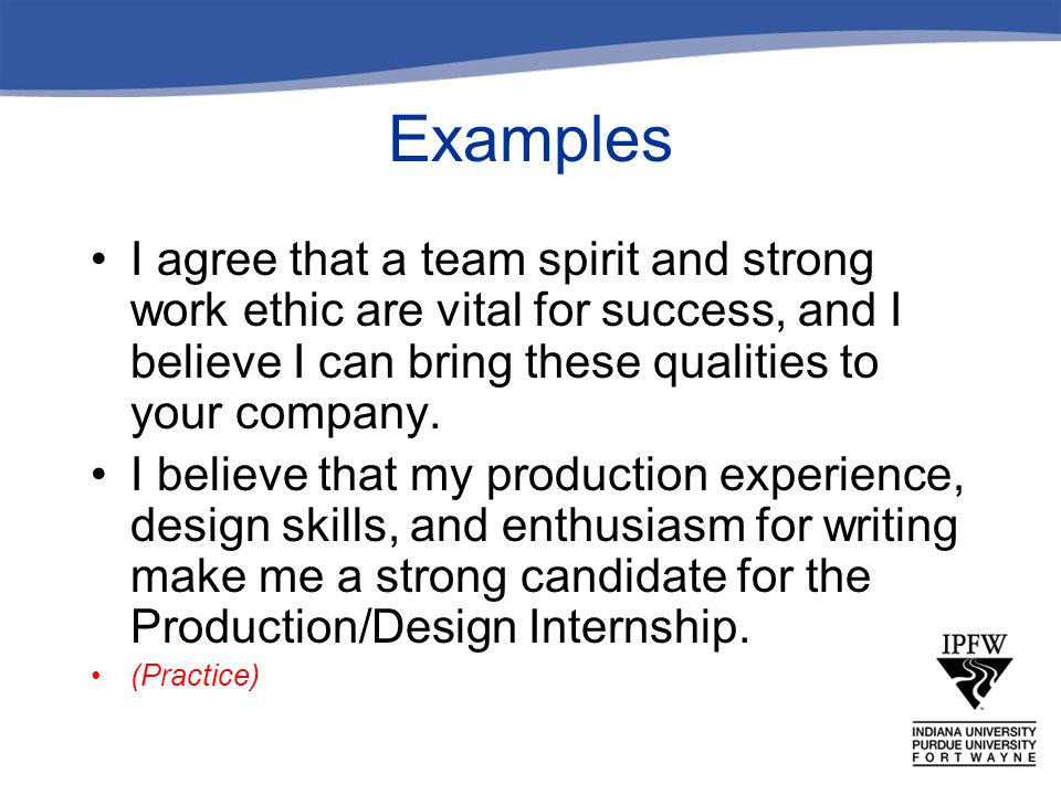 work ethic examples