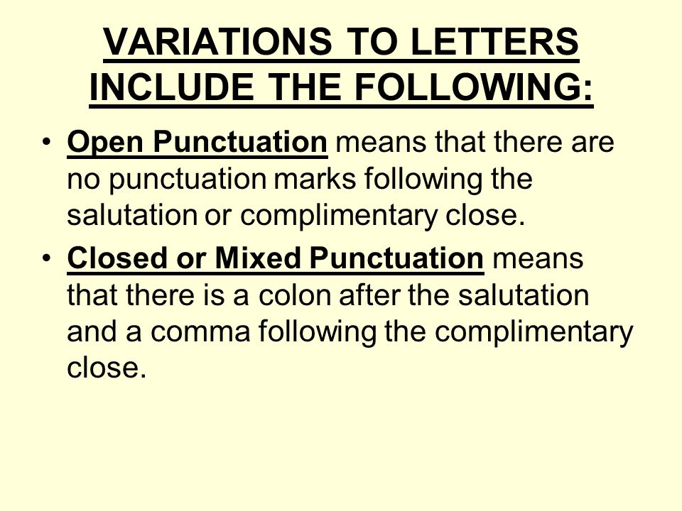 in a cover letter the salutation is followed by what punctuation cover letter colon or comma