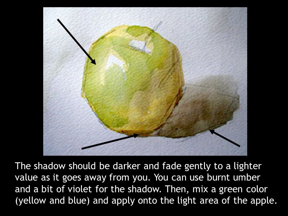 The shadow should be darker and fade gently to a lighter value as it goes away from you.