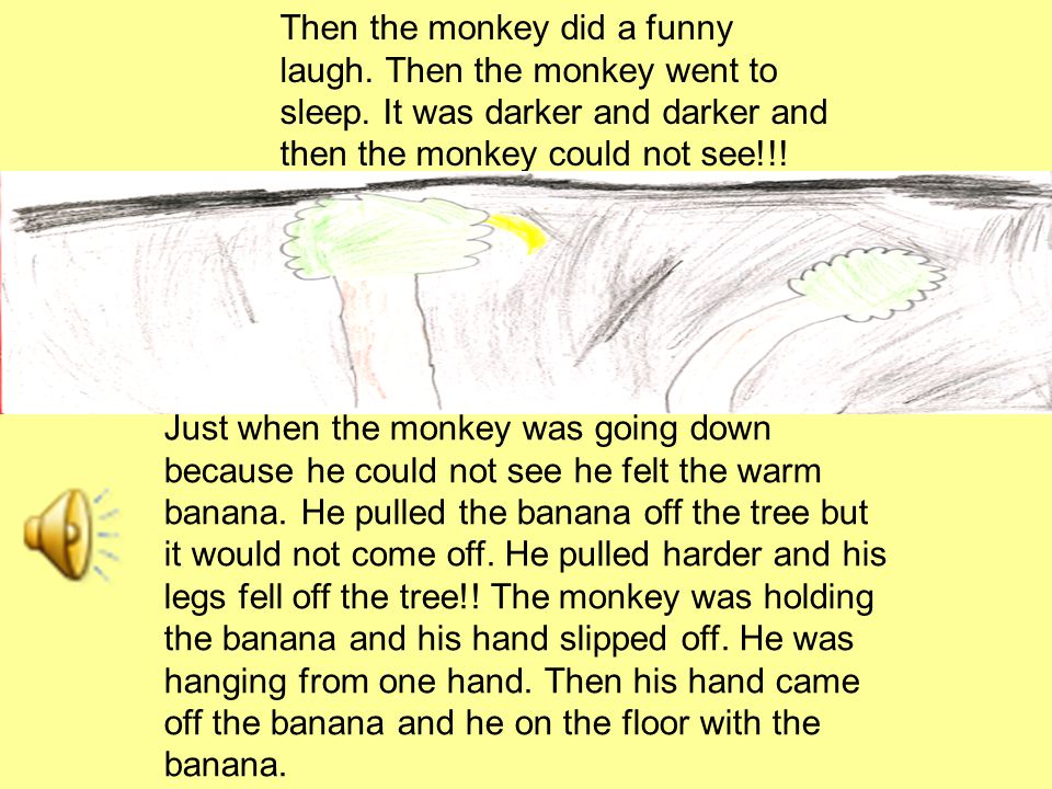 Then the monkey did a funny laugh. Then the monkey went to sleep.