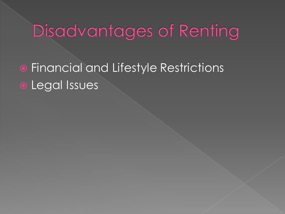  Financial and Lifestyle Restrictions  Legal Issues