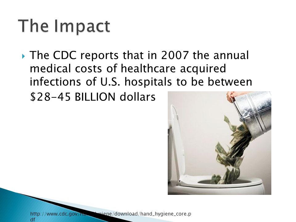  The CDC reports that in 2007 the annual medical costs of healthcare acquired infections of U.S.