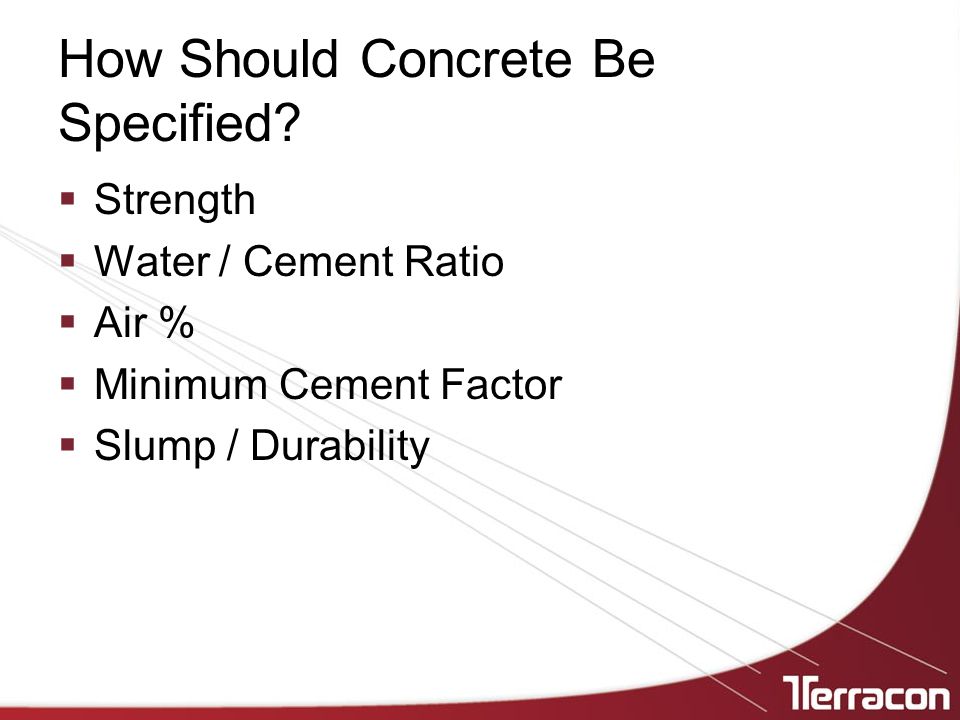 How Should Concrete Be Specified.