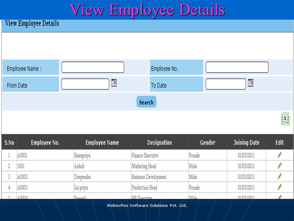 Websoftex Software Solutions Pvt. Ltd. View Employee Details