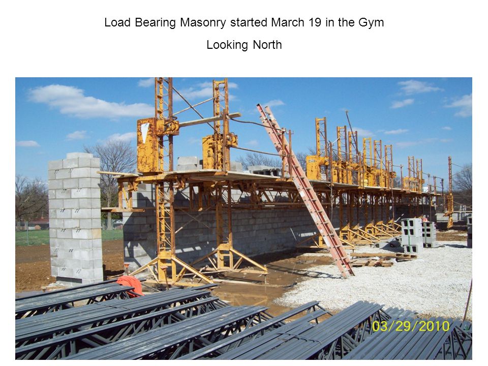 Load Bearing Masonry started March 19 in the Gym Looking North