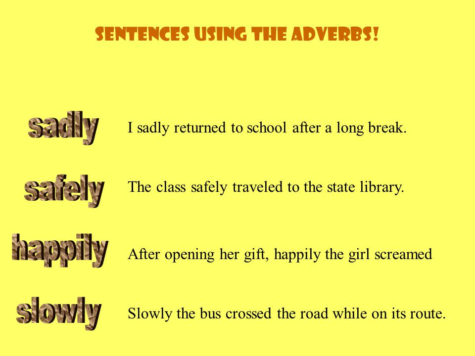 Can you make a sentence using these adverbs Write the sentences on your paper now.
