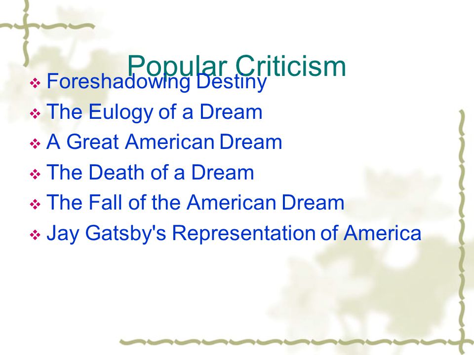 representation of the american dream in representation of the american dream in