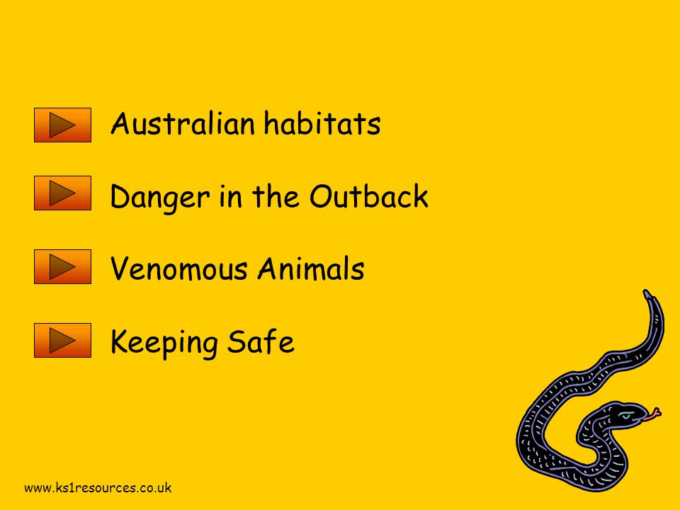 Australian habitats Danger in the Outback Venomous Animals Keeping Safe