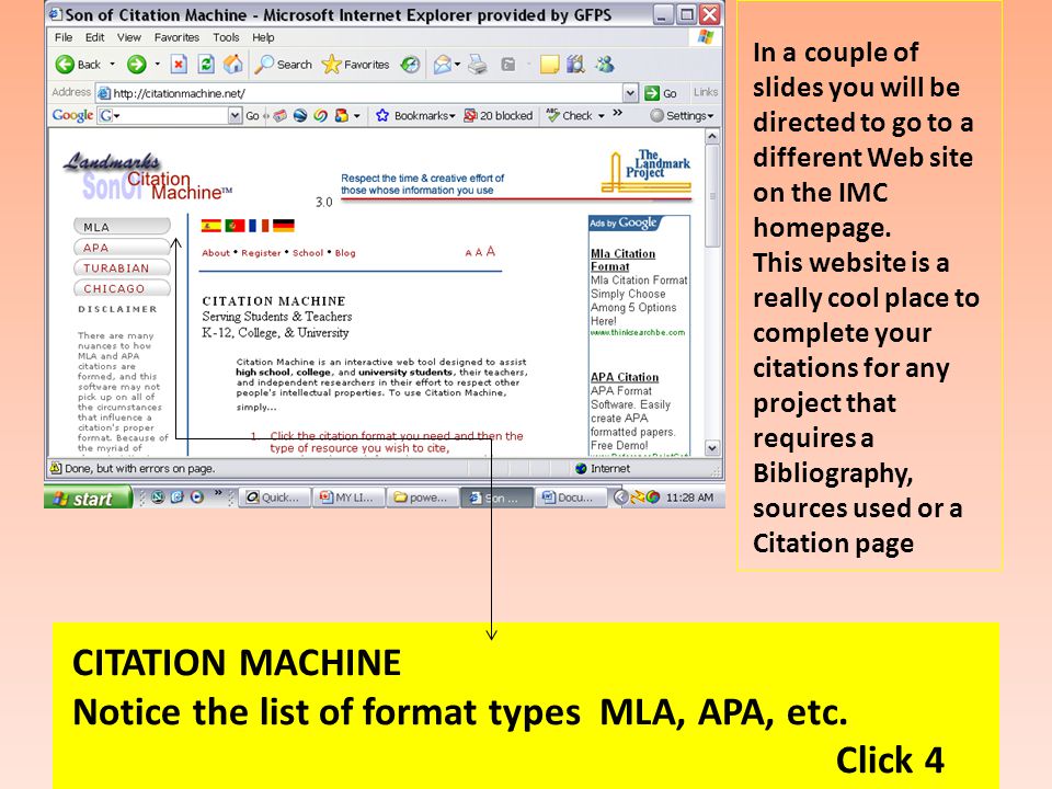 The purpose of this slide presentation is to introduce you to the Citation Machine.
