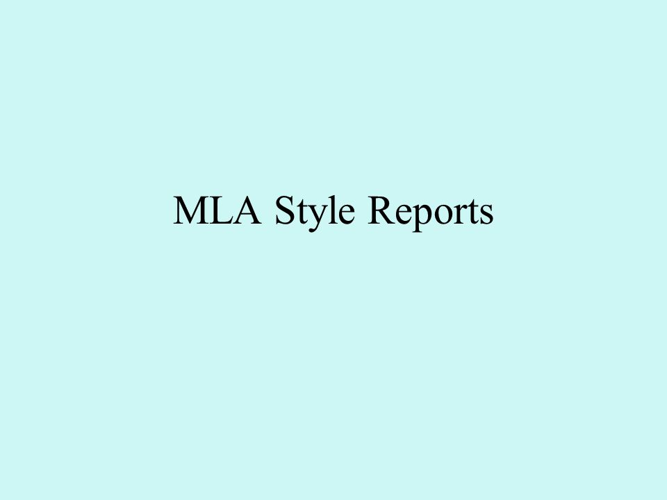 mla style report