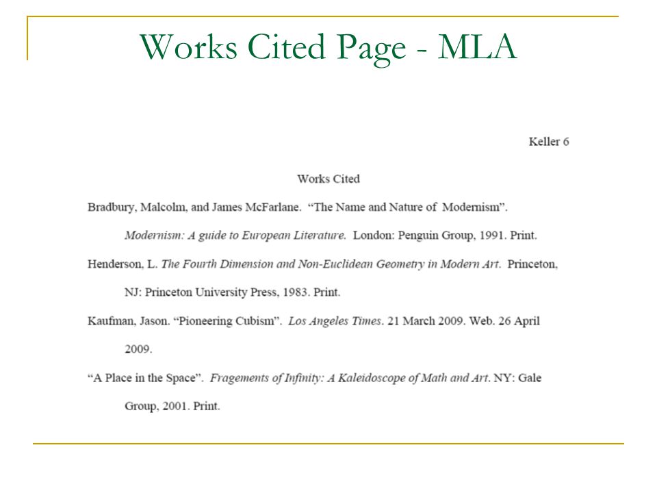 Works Cited Page - MLA