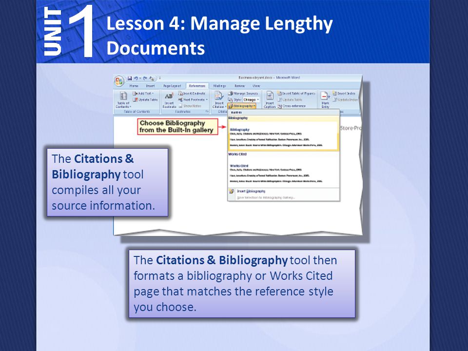 The Citations & Bibliography tool compiles all your source information.