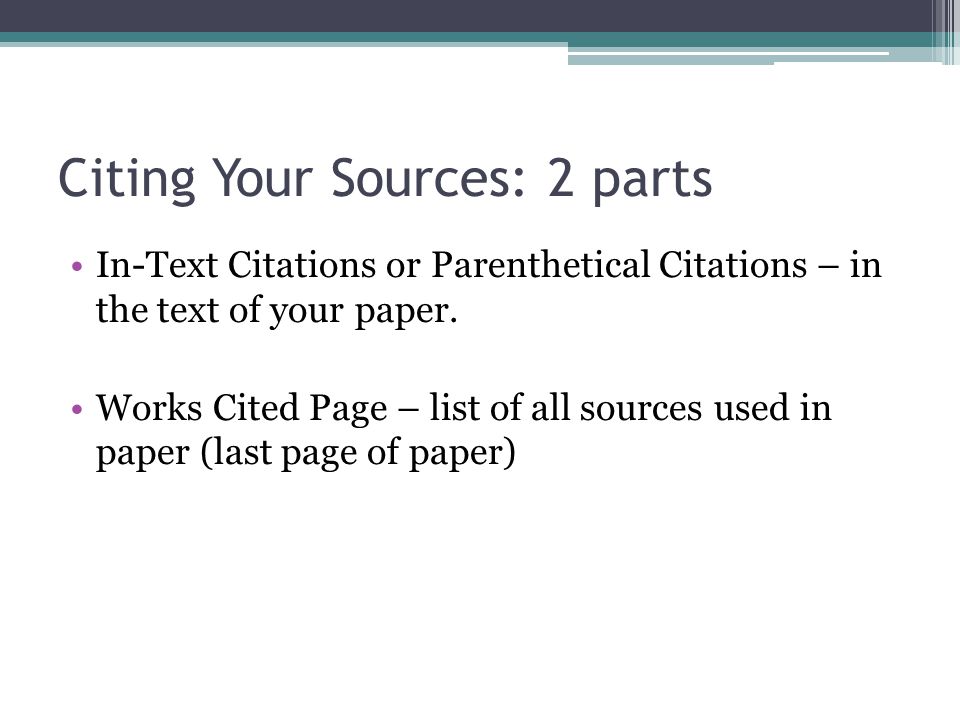 Research Paper In Text Citations