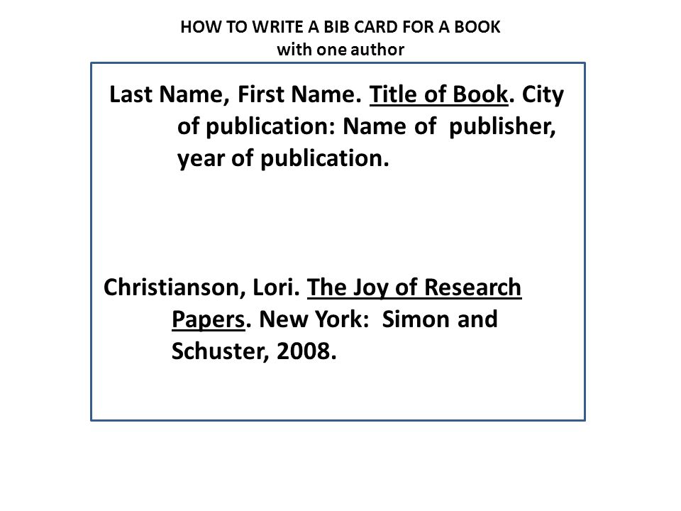 How to write bibliographic