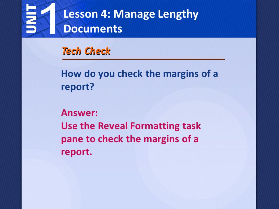 How do you check the margins of a report.