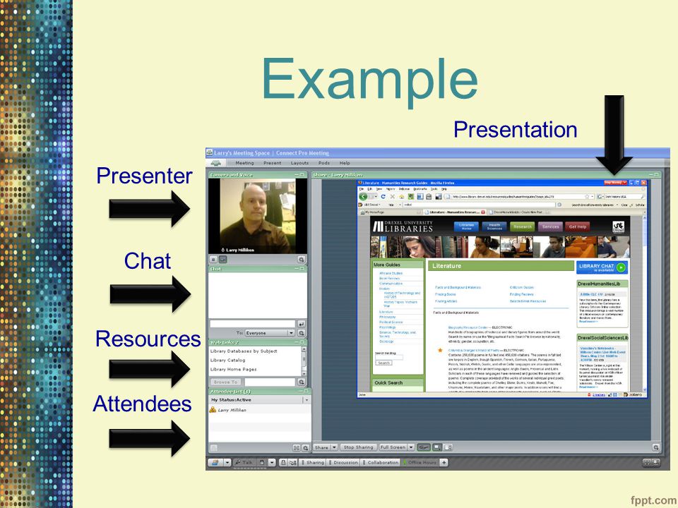 Example Presenter Chat Resources Attendees Presentation
