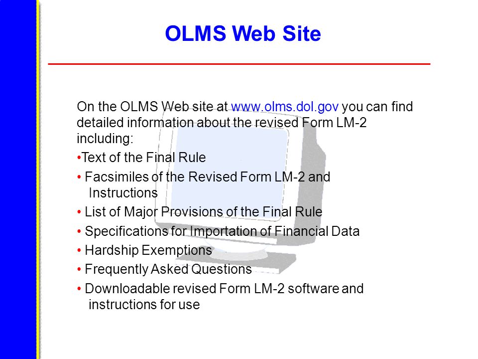 u s department of labor u s department of labor office of labor form lm2