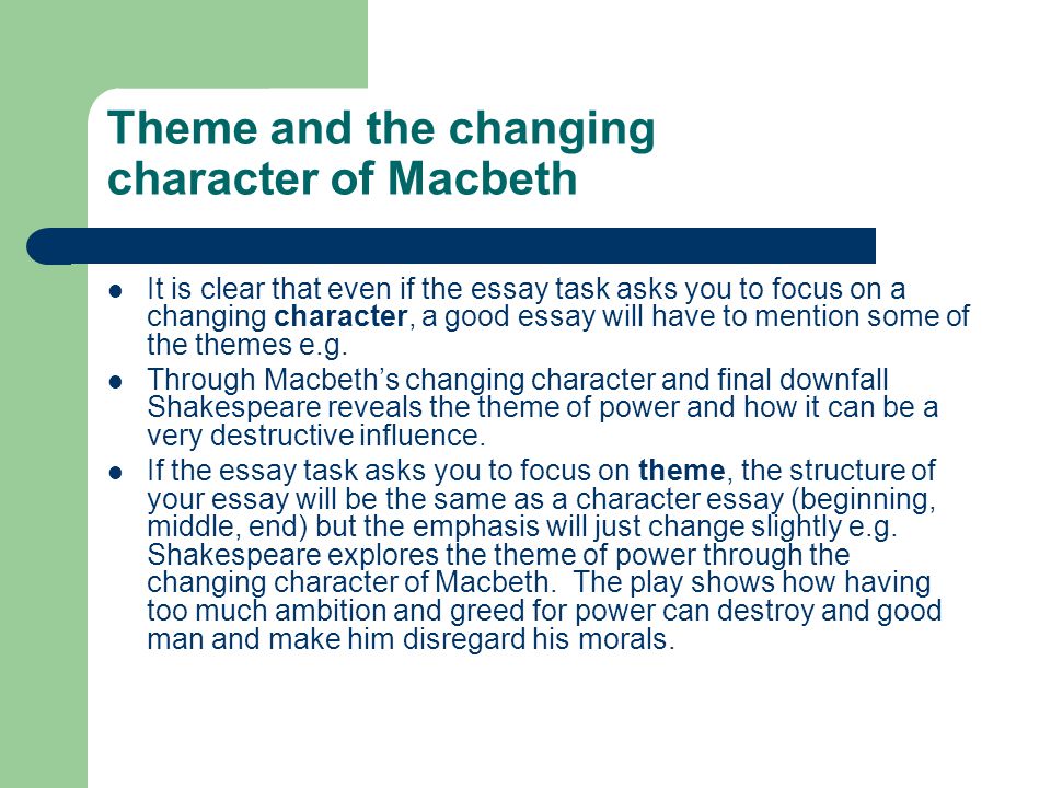 Macbeth theme essay outline help