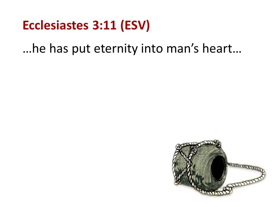 Ecclesiastes 3:11 (ESV) …he has put eternity into man’s heart…